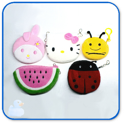 Hello Kitty, My Melody, Rabbit, Cat, Kitty, Bee, Lady Bug, Watermelon, Plush Coin Purse, Pouch